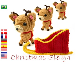 Chrochet pattern Christmas Sleigh with reindeer - Amigurumi - stuffed animals