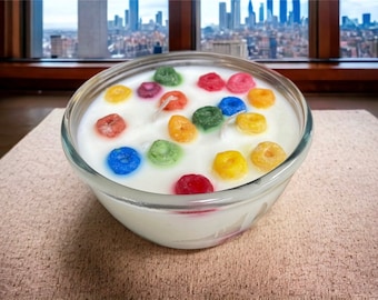 Cereal Bowl Candles - 2 Wick Candle - Novelty Soy Candle - fruity Cereal Candle