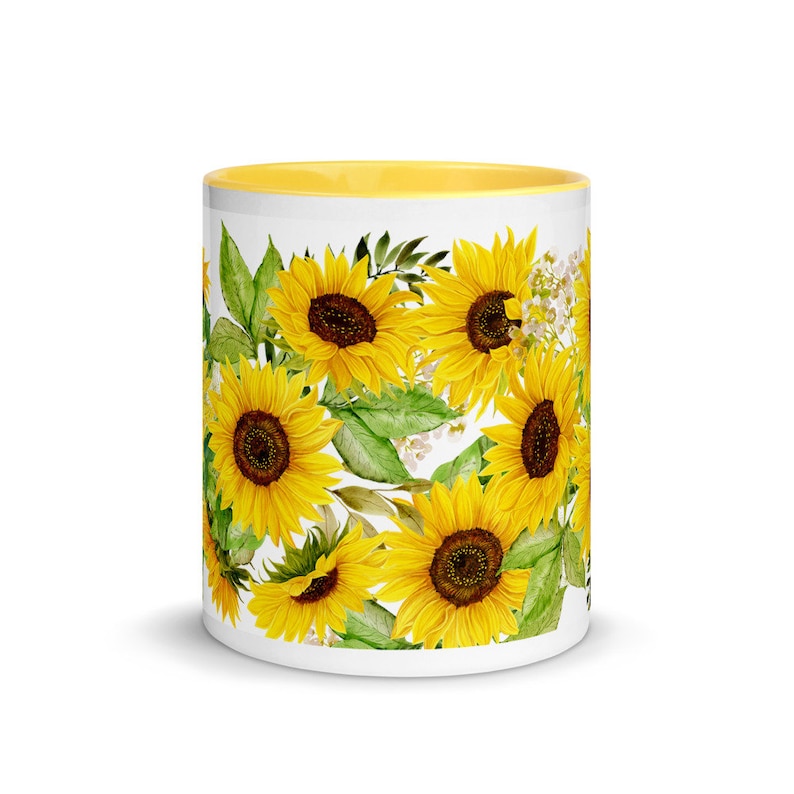 Sunflower Coffee mug-Ceramic Floral Mug-Cute Gift- sunflower- 11 oz - Mug -Cute mug - gift - Flower mug -Flower image 4