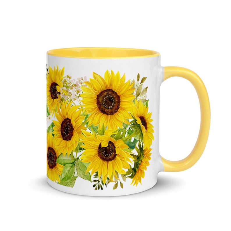 Sunflower Coffee mug-Ceramic Floral Mug-Cute Gift- sunflower- 11 oz - Mug -Cute mug - gift - Flower mug -Flower image 1