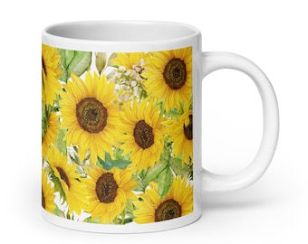Coffee Mug -20oz sunflower mug-Sunflower mug-sunflower- 20 oz - Mug -Cute mug - gift - Flower mug -Flower
