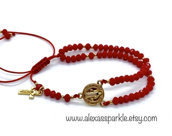 Catholic St Benedict Rosary Thread Bracelet - Rosario Catolico San Benito Pulsera de Hilo