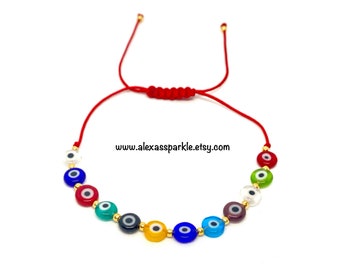 Multicolor Evil Eye Bracelet, Protection Jewelry, Pulsera Mal de Ojo Multicolor, Good Luck Gift