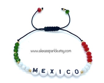 Mexico Tri-Color Crystal Bracelet - Pulsera Mexico Tri-Color Cristal