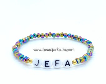 Jefa Crystal Iridescent Inspiration Word Bracelet - Pulsera Inspiración Cristal Tornasol Jefa