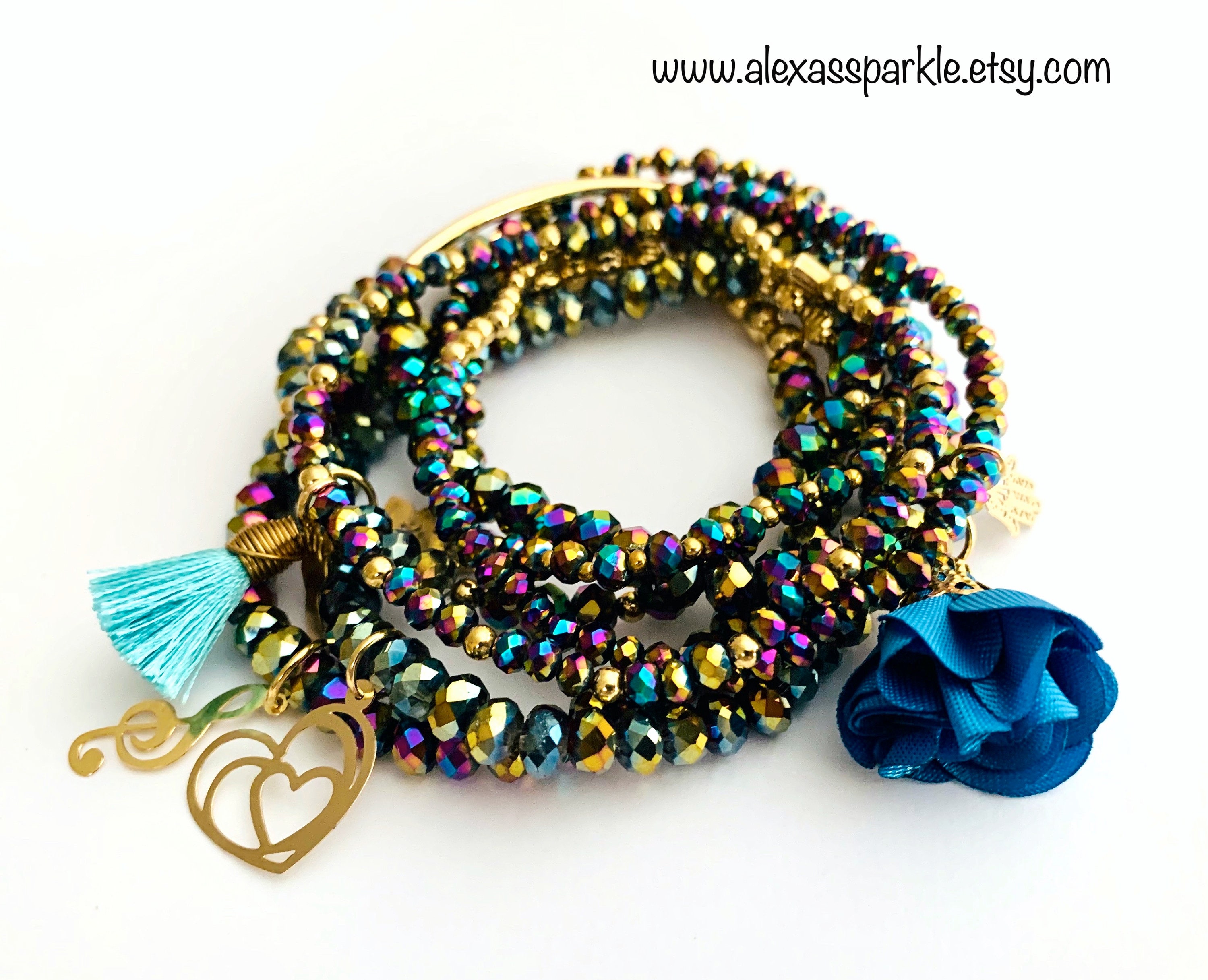 Crystal Irridescent Artisan Bracelets Pulseras - Etsy España