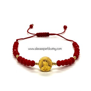 Our Lady of Guadalupe Medal Crystal Bracelet - Pulsera Medalla Virgen de Guadalupe de hilo y Cristsal