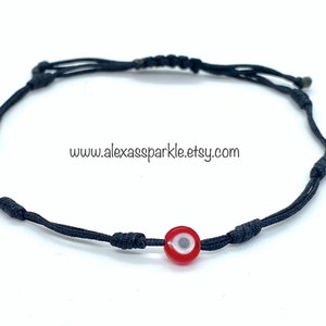 Seven 7 Knot Black Thread Bracelet with Evil Eye Pulsera Negra Siete 7 Nudos con Ojo image 2