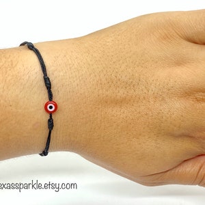 Seven 7 Knot Black Thread Bracelet with Evil Eye Pulsera Negra Siete 7 Nudos con Ojo image 5