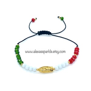 Virgen Guadalupe Mexico Tri-Color Crystal Bracelet - Pulsera Mexico Tri-Color Cristal Virgen Guadalupe