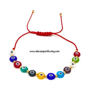 Evil eye Protection Thread Bracelet Pulsera Protección Mal de Ojo Multi-Color de Hilo image 4