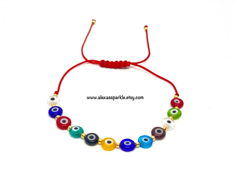 Evil eye Protection Thread Bracelet Pulsera Protección Mal de Ojo Multi-Color de Hilo image 4