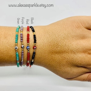 Dainty Round Evil Eye Protection Bracelet - Pulsera Proteccion Mal de Ojo de Cristal Pequeño