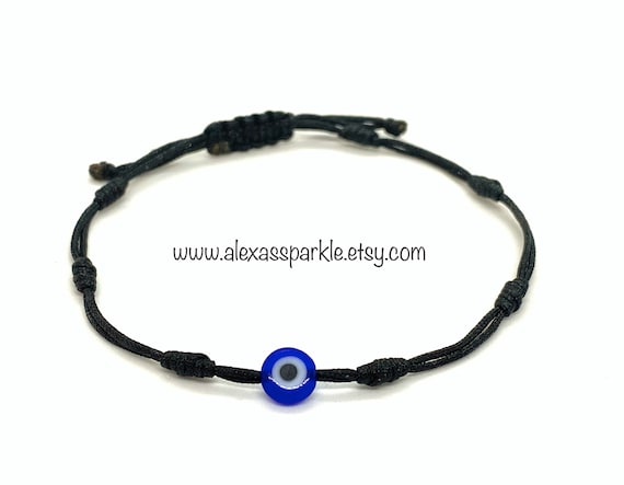 Seven 7 Knot Black Thread Bracelet With Evil Eye Pulsera Negra Siete 7  Nudos Con Ojo 