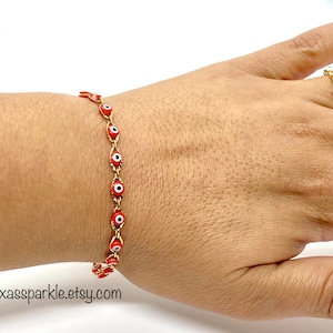 Red Evil eye Gold Filled Bracelet - Anklet - Pulsera - Tobillera de chapa Ojo Rojo