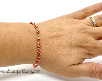 Red Evil eye Gold Filled Bracelet - Anklet - Pulsera - Tobillera de chapa Ojo Rojo