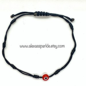Seven 7 Knot Black Thread Bracelet with Evil Eye Pulsera Negra Siete 7 Nudos con Ojo image 3