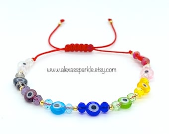 Evil eye Rainbow Protection Bracelet Multicolor - Pulsera Multicolor Protección Mal de Ojo Arco Iris