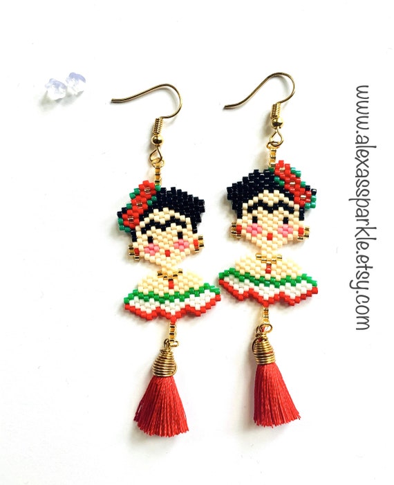 Frida kahlo beaded deals earrings