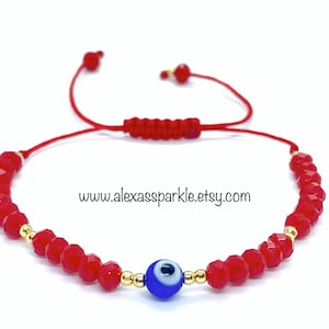Evil Eye Red and Gold Protection Bracelet - Pulsera Proteccion Mal de Ojo Roja con Dorado
