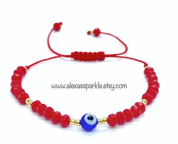 Evil Eye Red and Gold Protection Bracelet Pulsera Proteccion Mal De Ojo Roja  Con Dorado -  Israel