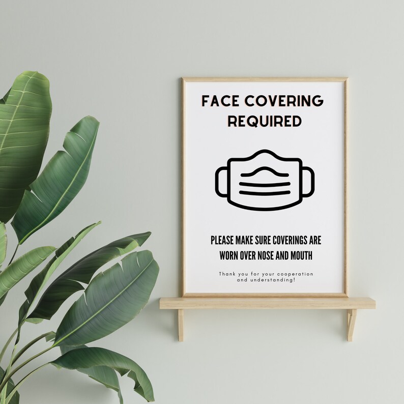 Printable Poster Face Mask Poster Face Mask Required | Etsy