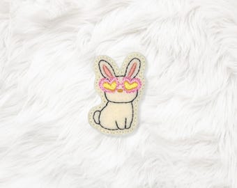 ITH 4x4 Corazón Gafas Conejito Feltie, Bordado en Aro, Archivo para Bordado a Máquina, Descarga Instantánea, (Descarga Digital)