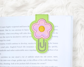 Marcapáginas magnético plegable con clip y aplique de flores ITH 4x4, en bastidor, archivo de bordado a máquina, descarga instantánea (descarga digital)