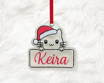 Ornamento ITH 4x4 Kitty Cat, nel telaio, file per ricamo a macchina, download immediato, download digitale)