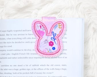 Marcapáginas magnético plegable con aplique de conejito ITH 4x4, en bastidor, archivo de bordado a máquina, descarga instantánea (descarga digital)