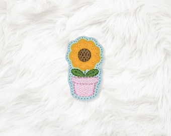 ITH 4x4 Aplicación de girasol de fieltro, para bordar en bastidor, archivo de bordado a máquina, descarga instantánea (descarga digital)