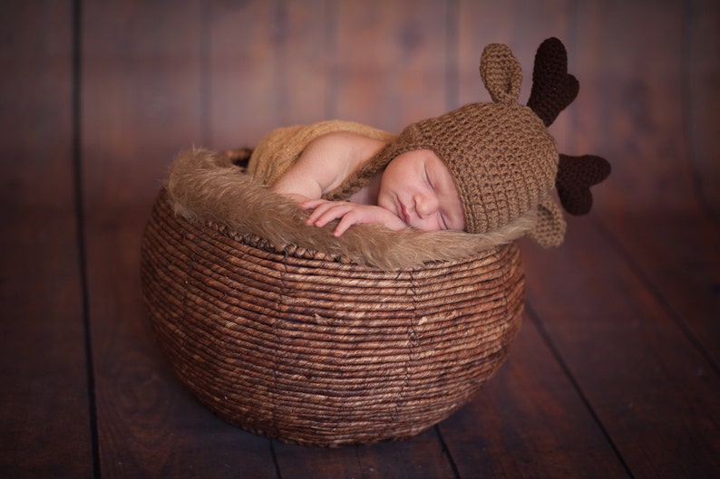 Deer Hat / Baby Winter Hat / Crochet Deer Hat With Antlers / Etsy