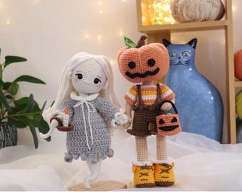 Ghost and Pumpkin Crochet Doll Pattern Bundle (PDF)