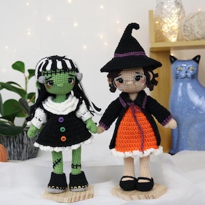 Crochet Witch and Frankenstein Doll Pattern Bundle (PDF)