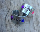 1 Thumb Ring Love Thumb Ring Joy Thumb Ring Adjustible Thumb Ring Hand Stamped Inspirational Ring Customizable Thumb Ring Extra Wide Ring