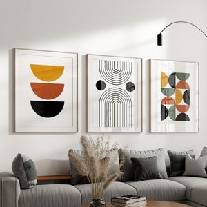 Boho Abstract Set 3 Print, Mid Century Modern Home Decor