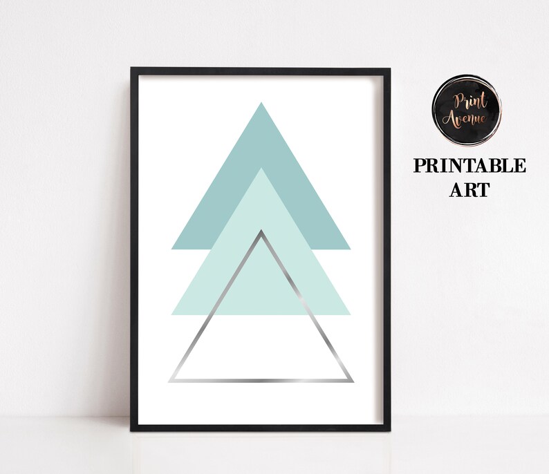 Mint Triangle Print Mint Geometric Wall Art Silver Print Etsy Ireland