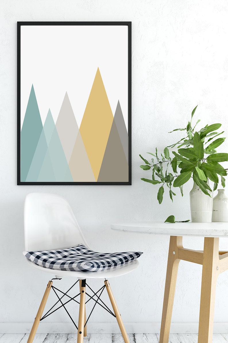 Scandinavian Print Scandinavian Wall Art Mountain Print Yellow | Etsy