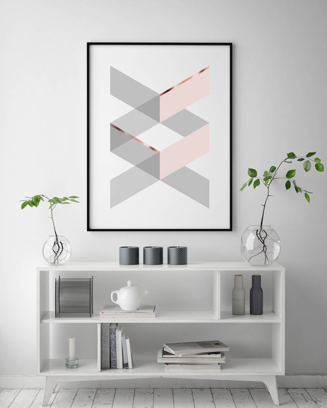 Blush Gray Copper Print Printable Art Scandinavian Print Etsy