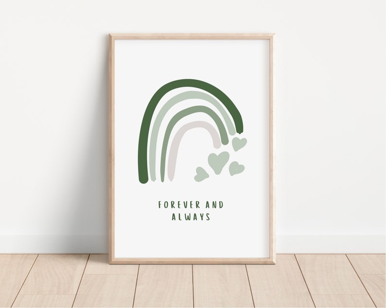 Set of 2 Sage Green Nursery Wall Art Boho Rainbow Prints for Etsy