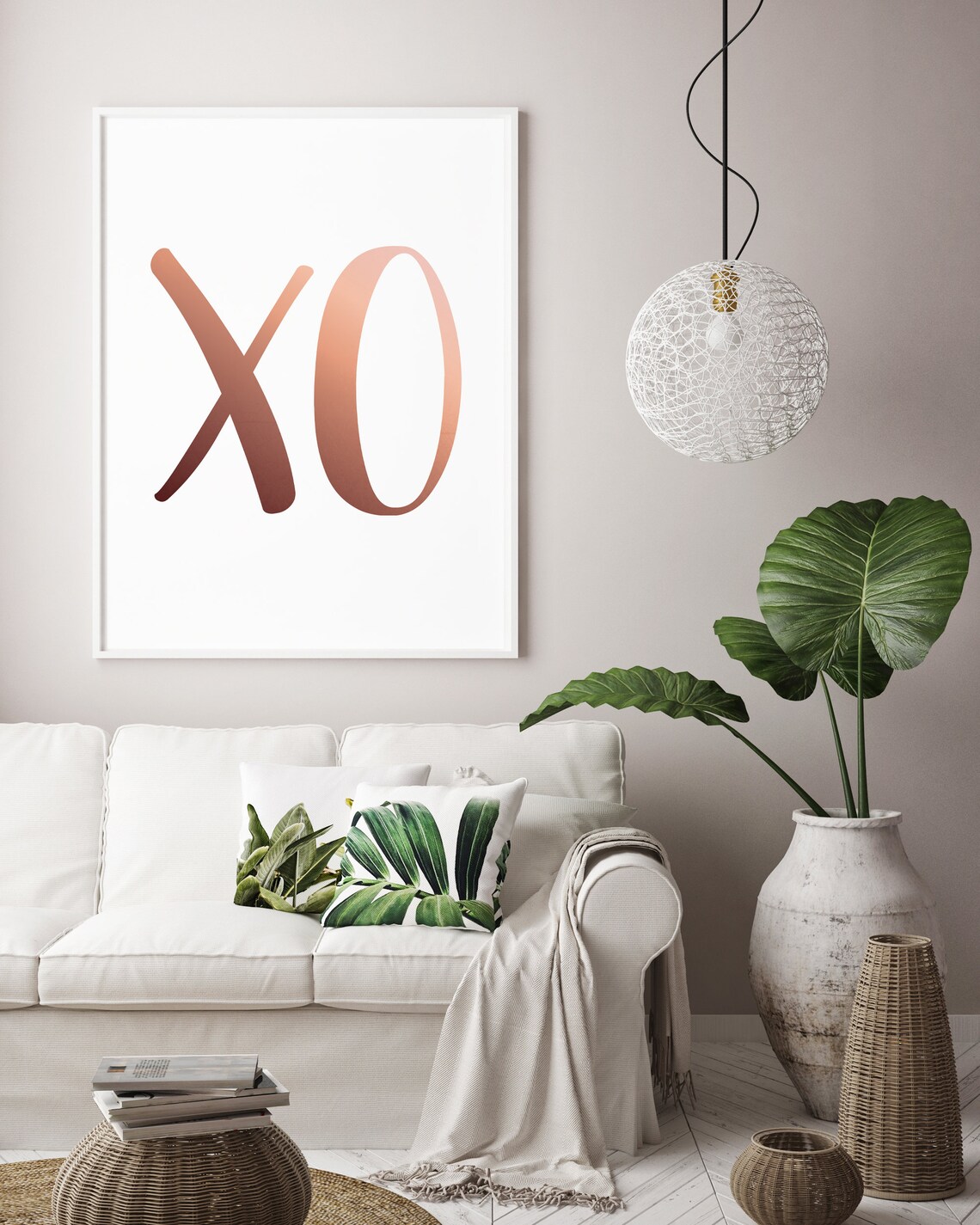 Copper XO Print XO Poster Hugs & Kisses Rose Gold Art Etsy