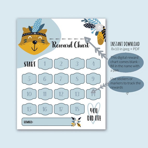 Printable Reward Chart for Boys Toddler Chore Chart Tracker - Etsy