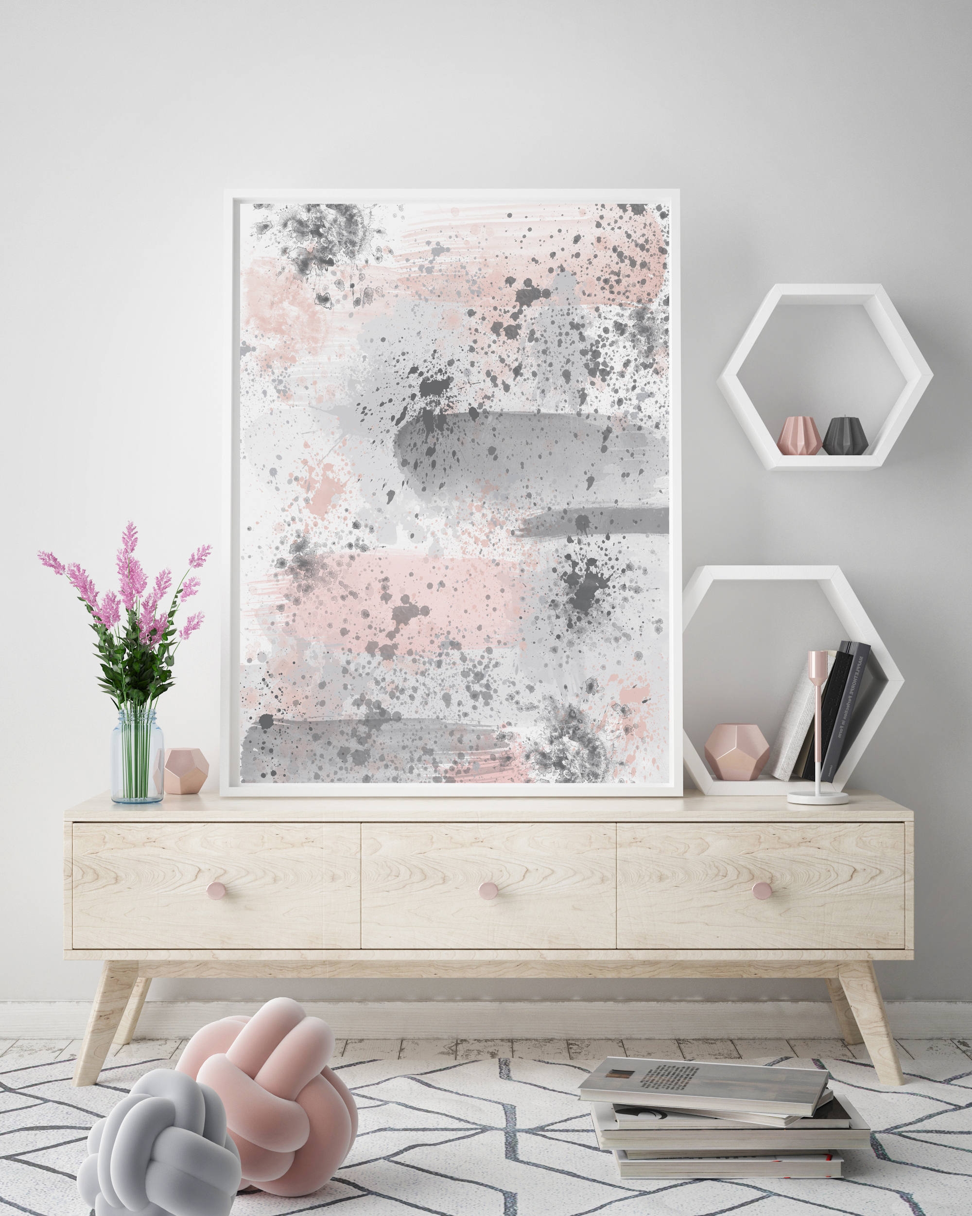 Digital Painting Blush Gray Paint Splash Art Pastel Colors | Etsy