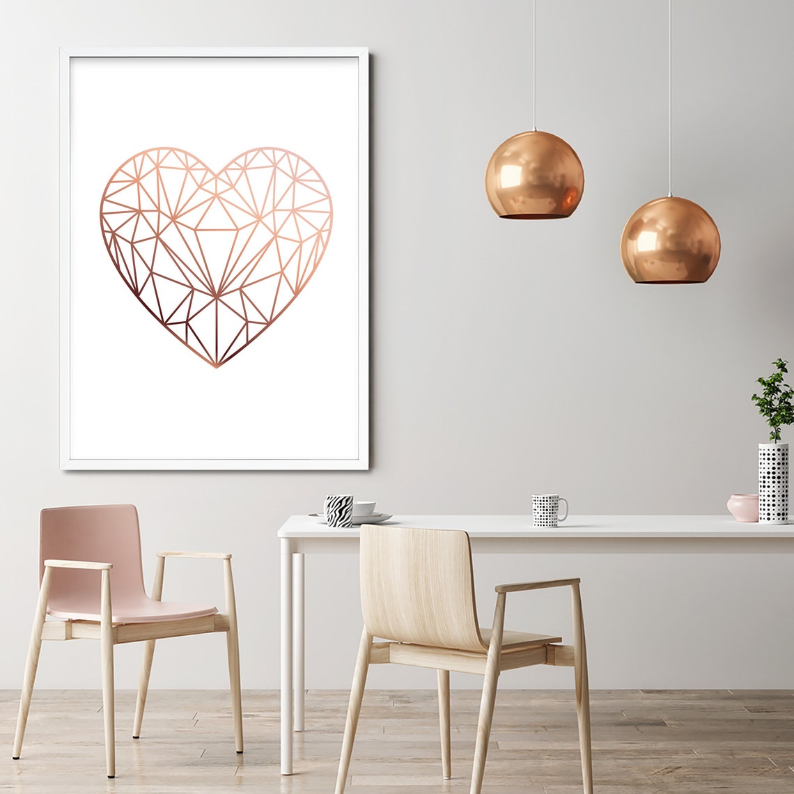 Copper Love Heart Print Copper Printable Art Scandinavian Etsy