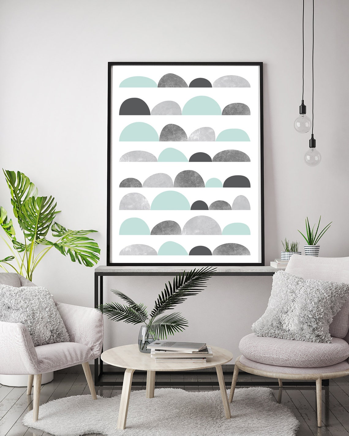 Set of 2 horizontal Prints Printable Art Set Geometric | Etsy