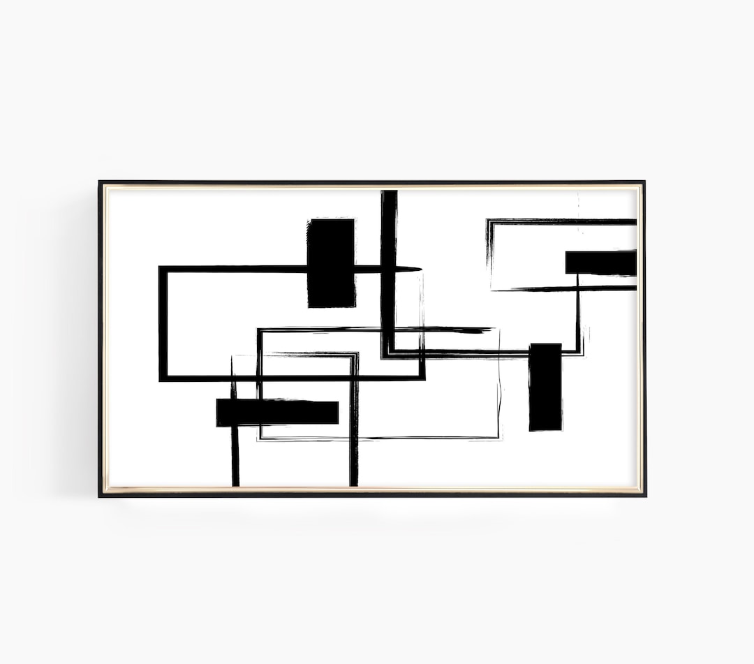 Minimalist Samsung Frame TV Art, Modern Abstract Black & White Art for