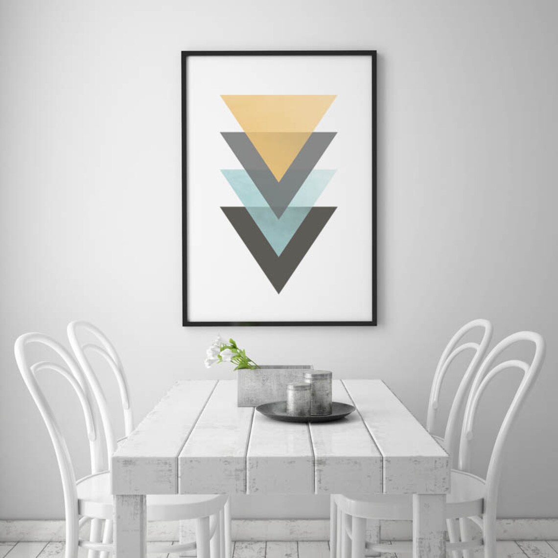 Art Deco Print Triangle Wall Art Geometric Print Mustard | Etsy