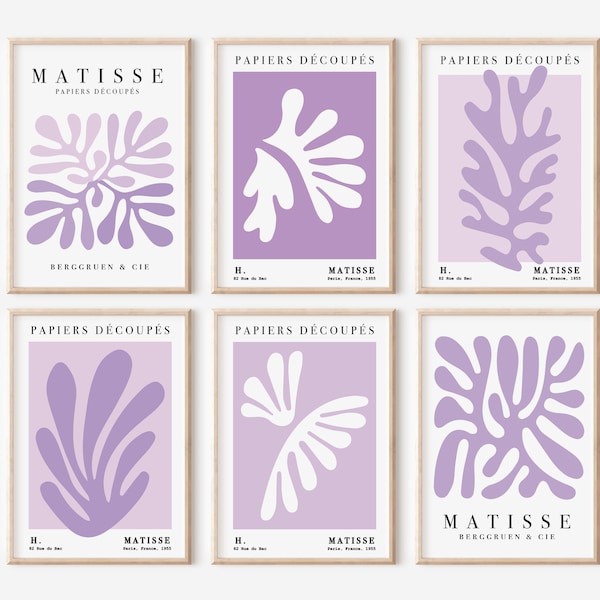 Matisse Digital Print Set of 6, Matisse Printable Wall Art, Preppy Wall Art, Pastel Purple Posters, Danish Pastel Decor, Digital Download