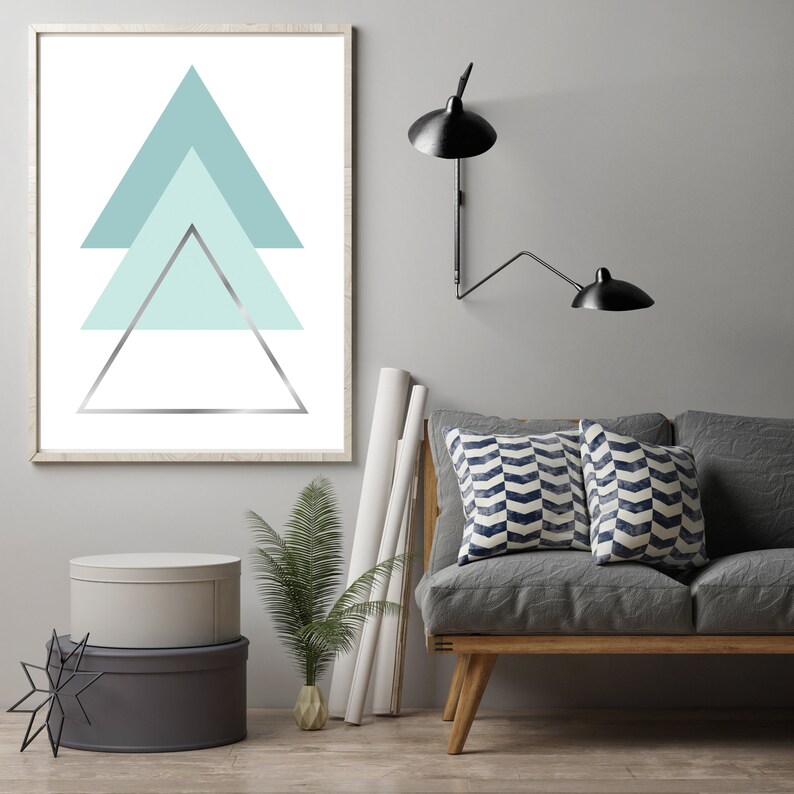 Mint Triangle Print Mint Geometric Wall Art Silver Print Etsy Ireland