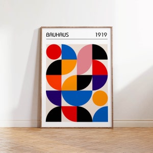 3 Piece Bauhaus Poster Wall Art Printable, Set of 3 Colorful Mid ...